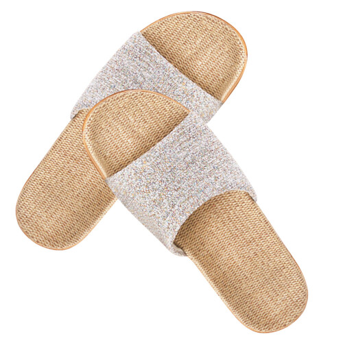 1Paar Comfortabele Flax Slippers Thuis Antislip Platform 1