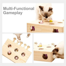Kattenspeelgoed Interactief Whack-A-Mole-Speelgoed van Massief Hout voor Binnenkatten Kittens Vangen Muizenspel