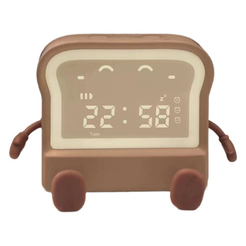 Toast Night Light, Digital Wake- Clock, Bedside Night Lamp, Count /Down Timer, Auto-Off Lamp Bedroom Clock Brown