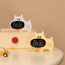 Horloge pour Chien à Gros Nez, Annonce des Heures, Cinq Alarmes, Chargement USB, Alarme de Répétition, Blanc
