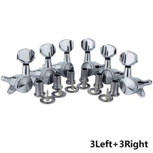 Guitar Locking Tuners (3xL + 3xR Handed) 1:18 Lock String Tuning Key Pegs with Hexagonal Handle Replacement 2