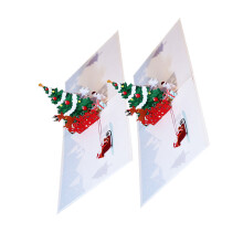 2St Creatieve Kerst- En Feestkaarten Met Kleurrijke Illustraties