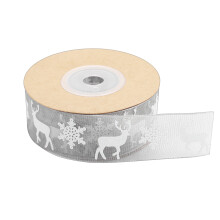 10M Kerst Cadeau Lint Organza Grijs Voor Feest- En Woondecoratie