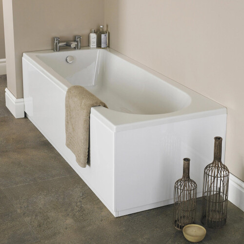 NES Home Standard Single Ended Bath 1500 x 700 in White with Bath Leg 1