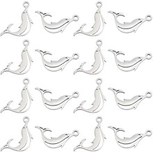 40 pendentifs dauphins, breloques découpées au laser en acier inoxydable 201, trou de 1,5 mm, apprêts sur le thème des animaux pour la