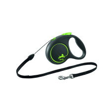 (XS-5m, Black/Green) Flexi Logo Dog Lead