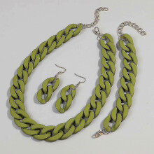 Set aus Acryl-Halskette im Boho-Stil mit dicker Choker-Kette, Ohrringen und Armband für Damen