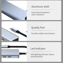 8 in 1 USB C HUB Type C Adapter with 4K -Compatible 87W PD C 8 Port Docking Station for Pro Air USB C Laptop