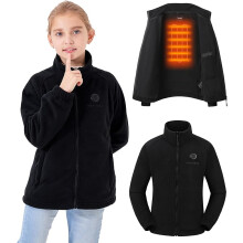 Veste chauffante enfant USB sweat polaire noir XL avec 3 niveaux de température et protection surchauffe autonomie 10h