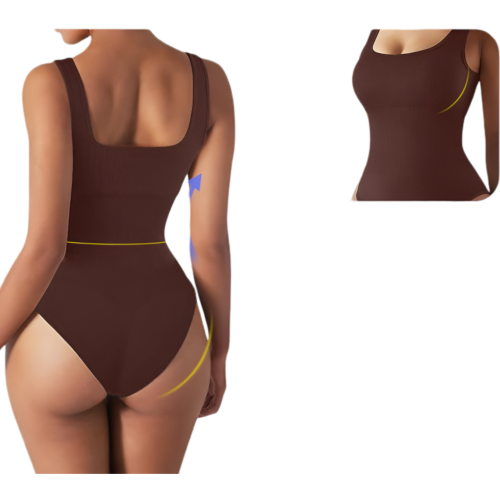 Women’s Shapewear Bodysuit with Spaghetti Straps Basic Casual Training Brown S — women's shaping bodysuits 1