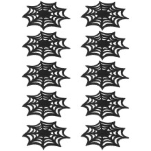 Zwarte vilten placemats met spinnenwebmotief, antislip tafelbeschermers, set van 10 voor de decoratie van de eetkamer.