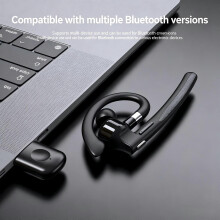 Handsfree Bluetooth 5.4 oordopjes met oorhaak, stereofunctie en spraakbediening, lichtgewicht en comfortabel.