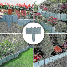 20 Stück graue Garten-Rasenkanten aus Kunststoff, Steinoptik-Umrandung für Blumenbeete und Wege
