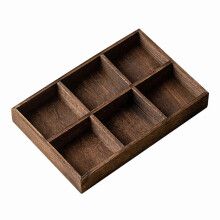(Six grid) Rectangular Wooden Tray Modern Retro Chinese Tea Snack Fruit Serving Platter Festive Holiday Gatherings