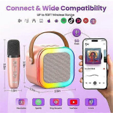 Tragbarer Bluetooth-Karaoke-Lautsprecher mit drahtlosem Mikrofon, USB-Ladefunktion und Heimparty-Unterhaltungssystem