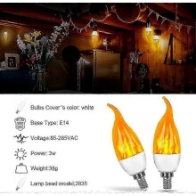 4er-Pack E14 LED-Glühbirne mit Flammeneffekt, 3 W, dekorative Leuchte mit 3 Beleuchtungsmodi für Kronleuchter und Kerzenlampen