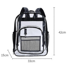Transparenter PVC-Rucksack, robuste, durchsichtige Schultasche, leichter, wasserabweisender Tagesrucksack