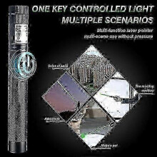 Set van 2 groene laserpointers met een bereik van 8000 meter, zeer helder, 1 mW, USB-oplaadbare batterij.