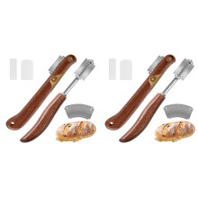4Pcs Bread Lame Tool Knife Sourdough Scoring Tool with 10 Pcs Replaceable Blades Wooden Handle Lame Slashing Tool