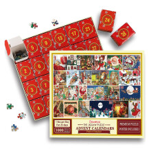 Christmas Advents Calendar Jigsaw Unique Design Festival Box for Playing