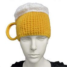 Gorro de punto con diseño divertido de jarra de cerveza en 3D, gorro grueso y cómodo a prueba de frío para mujeres y hombres, gorro de