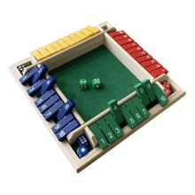 Juego de mesa de madera Shut The Box para adultos, juego de dados de 4 caras para diversión y estrategia en familia.