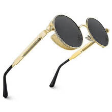 par de gafas de sol redondas polarizadas para hombre, estilo gótico vintage, protección UV, ligeras y de uso casual.