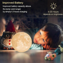 Lámpara de noche 3D con forma de luna, 16 colores LED, soporte de madera, control remoto y táctil, recargable por USB. Regalo ideal par