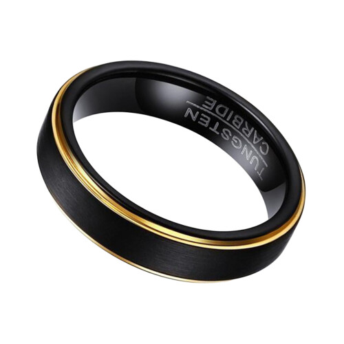 1Delicate Tungsten Ring Zwart Staal Sieraden