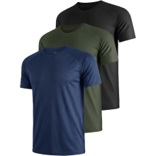 T-shirts de sport pour hommes d’entraînement, à séchage rapide pour le fitness, lot de 3, L — vetements fitness