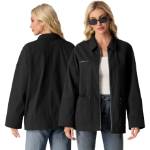 Veste Bomber Cargot pour Femme En Coton Printemps Mi-Saison Noire L — veste femme, veste printemps, veste urbaine légère