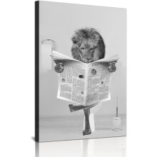 Tableau sur toile Lion Noir et Blanc Décoration murale 50x70 cm Moderne — animaux illustration, affiche chambre