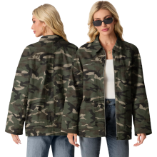 Veste bomber cargo femme en coton printemps mi-saison camouflage M — veste militaire femme, vêtement extérieur kaki