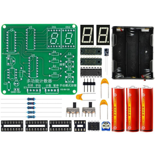 DIY Counter Circuit Kit DIY Soldering Practice for Electronic Skills Training Circuit Board Assembly Debugging +Battery 1