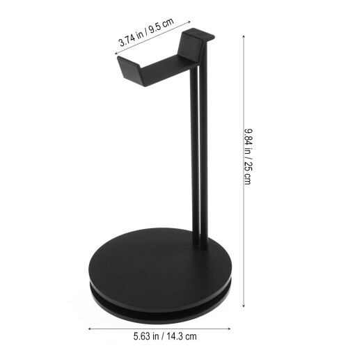 1Solid Base Headphone Stand Zwart Met Veilige Aluminium Houder 1
