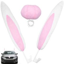 1Set Duurzame Kerst Auto Versiering Met Roze Konijnenoren