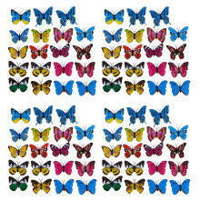 80Pcs 7cm 3D Artificial Butterfly Pin Clip Double Wing for Home Christmas Wedding Decoration, Colors Randomly Send