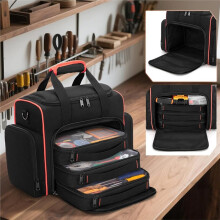 Tool Bag with 3 Removable Cases, 2 Layers Tool Tote for Hand Tools, for Repairman, Electrician, Carpenter