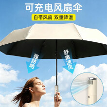 (green) Automatic Umbrella with Cooling Fan Sun Umbrella Outdoor Shade Umbrella