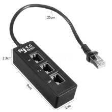 3X RJ45 Male to 3 RJ45 Female Port Network Extender Cable Splitter LAN Ethernet