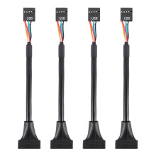 4X Black USB 2.0 9 Pin Female to USB 3.0 20 Pin Male Cable Adapter Connector