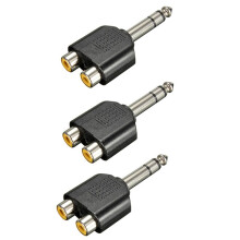 3X 6.35mm 1/4 Inch Male Stereo to 2 Dual RCA Female Y Splitter Audio Adapter Converter