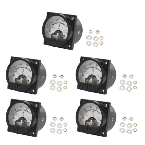 5X AC 0-300V Round Analog Dial Panel Meter Voltmeter Gauge Black