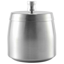 Posacenere in acciaio inox con coperchio, base antiscivolo antivento e resistente per uso interno ed esterno.