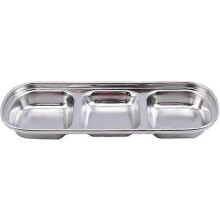 Ciotola da portata riutilizzabile in acciaio inox a 3 scomparti per salse, spezie e aceto.