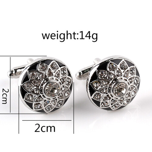 2St Zwarte Cufflinks Met Bloemenpatroon 1