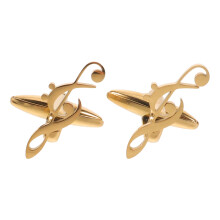 1Paar Gouden Manchetknopen Muzieksymbool Rvs Minimalistisch Accessoire