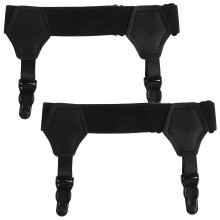 2St Zwarte Elastische Sock Garters Met Antislip Metalen Klemmen