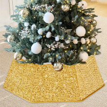 Parure de Sapin Anneau Décoratif Élégant Brillant Doré 80 cm — cache pied sapin, décoration pied sapin