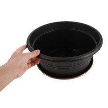 1Resin Plantenpot Rond Met Schotel Voor En Buiten